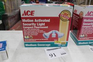 lot 91 image: Ace Motion Activated Security Light Compact Fluorescent (new in box)