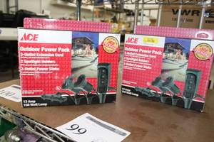 lot 99 image: Lot of (2) Ace Outdoor Power Pack 3-Outlet Extension Cord 13A (both in box)