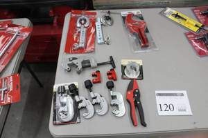 lot 120 image: Lot of (10) PipeTube Cutting Tools - Superior Tool 34, Superior Tool One-Handed Ratcheting PVC Cutter, And More