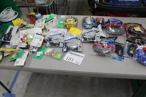 lot 181 image: Lot of Computer Cables and Accessories (in package) - Cat5E Cable, Cat6 Cable, Monster Cable 700HD HDMI, Monster Stereo Audio, GE USB Device Cable, High Speed HDMI with Internet, And More
