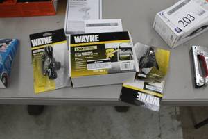 lot 206 image: Lot of (3) Wayne Pumps (in package) - Drill Pump (x2), Drill Powered Fluid Transfer  Kit
