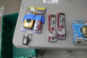 lot 210 image: Lot of (4) Voltage Testers (in package) - GB, Sperry Instruments 8 Function Digital Multimeter, GB Voltage Tester (x2)