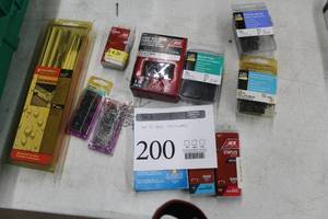lot 200 image: Lot of Fasteners (in package) - 8x1-12 Particle Board Screws, 6x1-58 Coarse Thread Drywall, Bright Ring Shank Underlayment Specialty Nails, 8x3 Wood Trim, And More