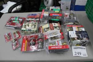 lot 249 image: Lot of House Door Accessories (in package) - Entry Door Kit, Passage, Bed&Bath, Hall&Closet, Deadbolt Single Cylinder, Misc. Door Accessories