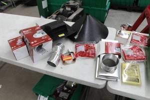 lot 271 image: Lot of Household Ducting (in package) - Flexible Aluminum Duct, Multipurpose Vent Kit, Vent Covers, Duct Sections, Ven Hood, Vent Tape, Storm Patch Roof Repair, Misc. Ducting Accessories
