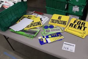 lot 318 image: Lot of Signage - For Rent, Keep Out, For Sale By Owner, No Trespassing, Thank You For Not Smoking, Letters and Numbers, Misc. Signage