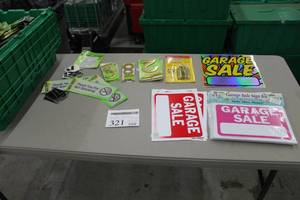 lot 321 image: Lot of Signage - Garage Sale, Thank You For Not Smoking, Brass Numbers, Numbers and Letters, Misc. Signage