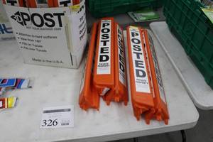 lot 326 image: Lot of 3D Post Plastic No Trespassing Private Property Plastic 3-sided Signage