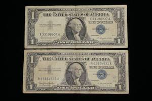 2 1957 B Silver Certificates