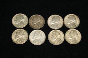 8 Wartime Silver Nickels