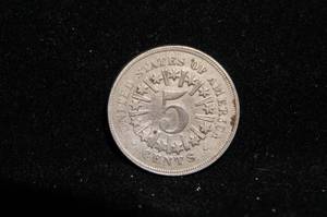1866 High Grade US Shield Nickel with Rays - First Year