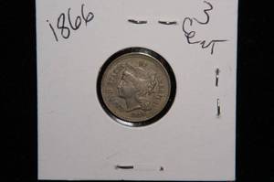 Civil War Era 1866 3 Cent Piece - Great Detail