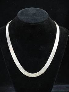 8mm Sterling Silver Herringbone Necklace