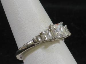 Sterling Silver 3 Stone Ladies Ring