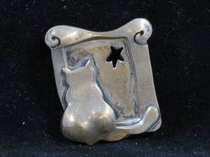 Far Fetched Sterling Silver Cat Pin