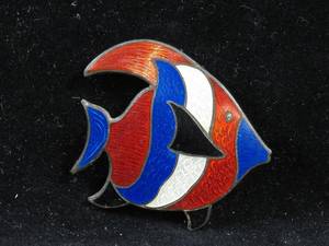 Beau Sterling Silver Enamel Fish Pin