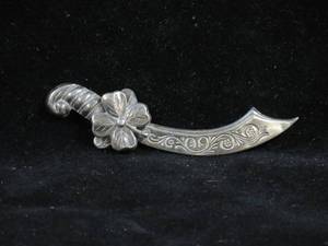 Silver Tone Scimitar Sword Pin