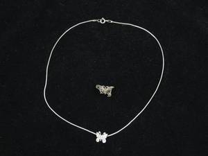 Sterling Silver Chain with Butterfly Pendant and Pin