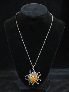 Sterling Silver Chain with Large Sun Pendant