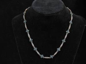 Sterling Silver Blue Flower Necklace