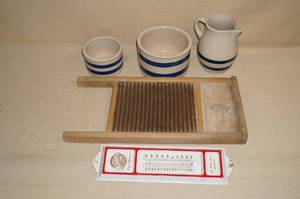 Stoneware Set, Wash Board, Thermometer
