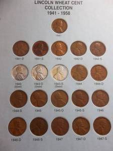 Lincoln Wheat Cent Collection 1941-1958