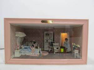 lot 25 image: Vintage Dolls & Doll Furniture Diorama Lighted Display