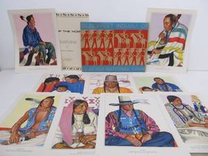 lot 53 image: Orig Vintage 1940 Great Northern Railway Blackfeet Indians of Glacier Print Set