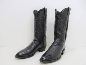 lot 102 image: Quality Pair of DAN POST Black Leather Cowboy Boots - Size 9 12 D