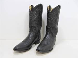 lot 104 image: Quality Pair of DAN POST Black Leather Cowboy Boots - Size 10 D