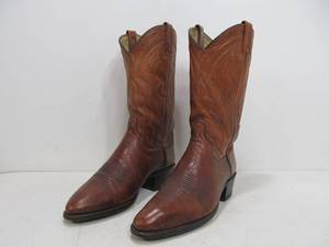 lot 105 image: Quality Pair of DAN POST Brown Leather Cowboy Boots - Size 9 12 D