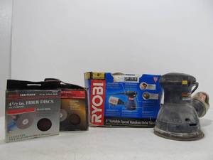 lot 175 image: Working RYOBI Variable Speed Random Orbital Sander wExtra New Discs