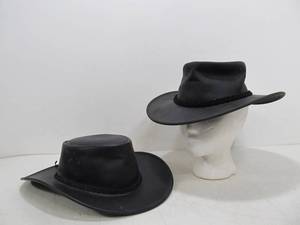 lot 126 image: 2 Genuine Australian Leather Outback Style Cowboy Hats