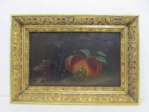 lot 250 image: Framed Antique 19th Century Oil on Panel Still Life Painting