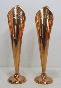 lot 260 image: Matching Pair of Vintage Hammered Copper Vases