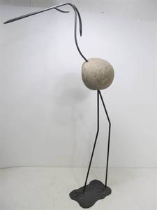 lot 191 image: Large Iron & Stone EgretHeron Bird Sculpture