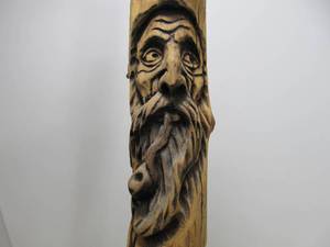 lot 196 image: Very Cool LARGE Hand Carved Wizard Staff Walking Stick