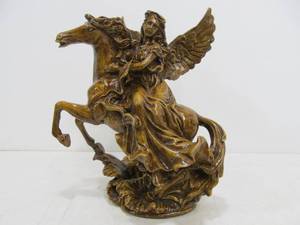 lot 209 image: Highly Detailed Winged Goddess on Horseback Sculpture