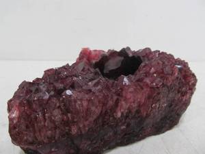lot 272 image: Heavy CranberryRose Quartz Colored Crystal Candle Holder