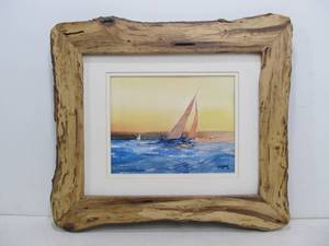 lot 280 image: Framed Signed MN Artist JIM HILLIS Sailboat Watercolor Painting