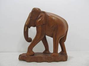 lot 292 image: Hand Carved Vintage Wooden Elephant Statue