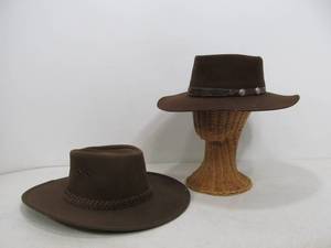 lot 307 image: 2 Quality Wool Australian Outback Style Cowboy Hats - Kakadu & Broner