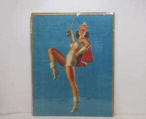 lot 313 image: Large Original 1940s Era EARL MORAN Pinup Girl Print - Out Front