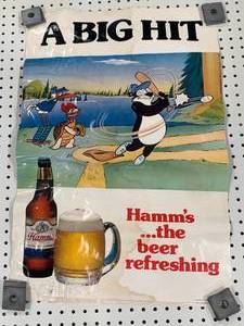 lot 35 image: FourHammsBeer Posters Stuck Together 19 x 29