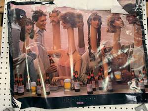 lot 39 image: Lot of 12 Budweiser Longneck 1983 Posters StuckTogether