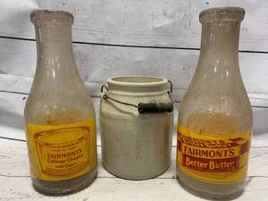 lot 68 image: FairmontsCottage Cheese, Better Butter, Glass Bottles & Stoneware