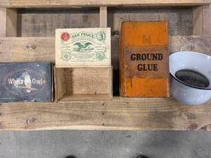 lot 70 image: Two Cigar Boxes, Glue Can, Spittoon