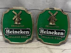 lot 77 image: Lot of 2 Vintage Heineken Signs 9 12 Tall
