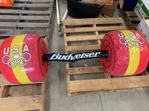 lot 92 image: 1996 US Olympic Budweiser Inflatable Weightlifting Bar 5 Wide