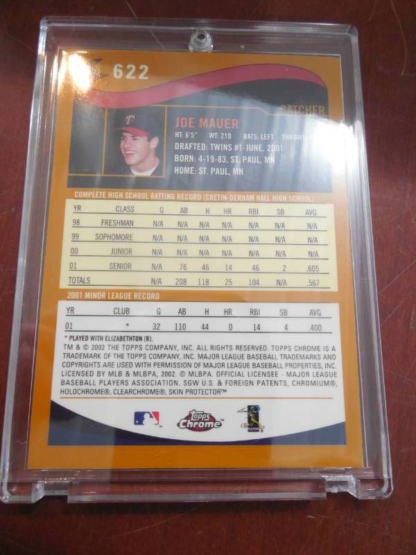 2002 Topps Chrome Joe Mauer Rookie Card #622 L@@K!!!